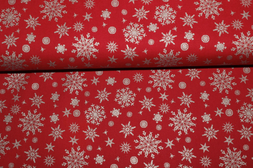 Baumwolle Schneeflockenzauber rot (10 cm)