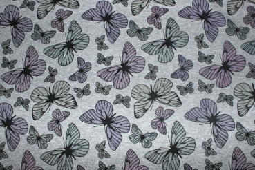 Preview: French Terry Farbwechsel Schmetterlinge (10 cm)