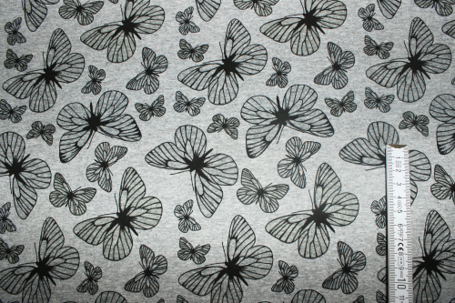 Preview: French Terry Farbwechsel Schmetterlinge (10 cm)