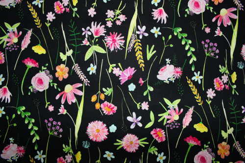 Preview: Designer- Baumwollstoff Flower Market größeres Motiv (10 cm)