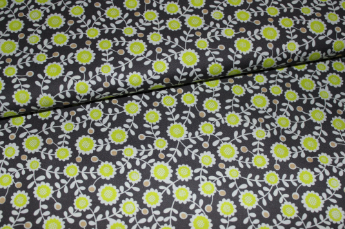 Designerbaumwollstoff Flowers neongelb (10 cm)