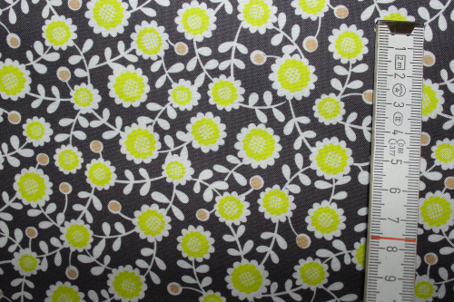 Preview: Designerbaumwollstoff Flowers neongelb (10 cm)