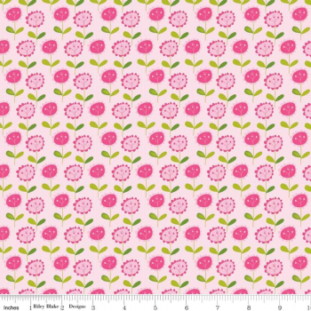 Stoff Blumenwiese rosa (10 cm)