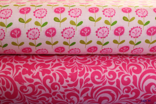 Preview: Stoff Blumenwiese rosa (10 cm)