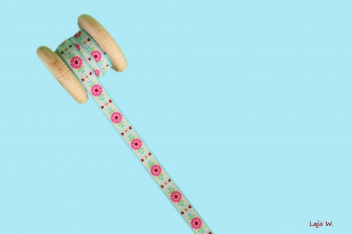 Preview: Webband Retroblumen hell (1 m)