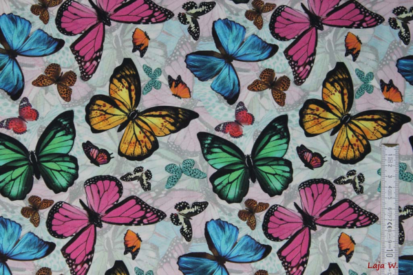 Baumwollstoff Schmetterlinge (10 cm)