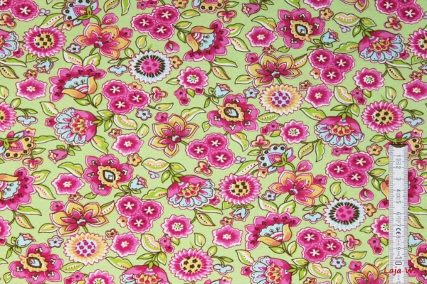 Jersey Blumen und Blüten hellgrün (10 cm)