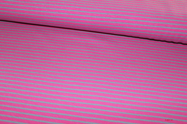 Jersey  gestreift pink/blaugrau (10 cm)