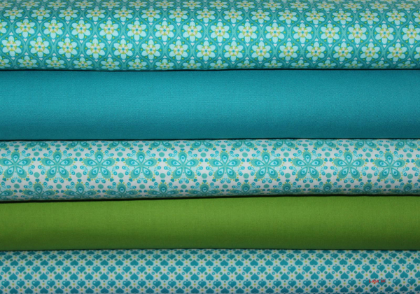 Baumwolle Julia Herzen petrol/grün  (10 cm)