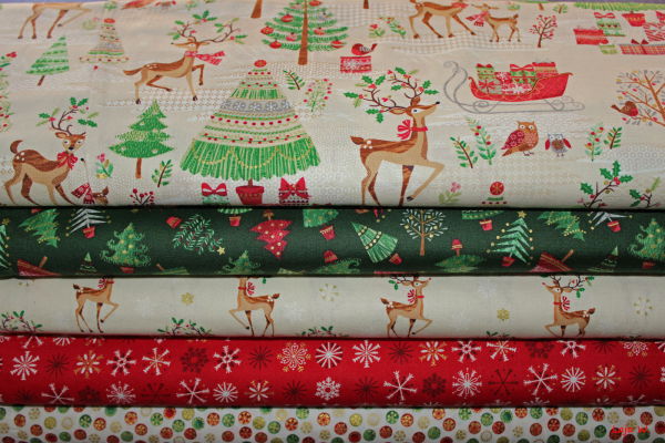 Baumwollstoff 1791 Traditional Metallic Reindeer (10 cm)