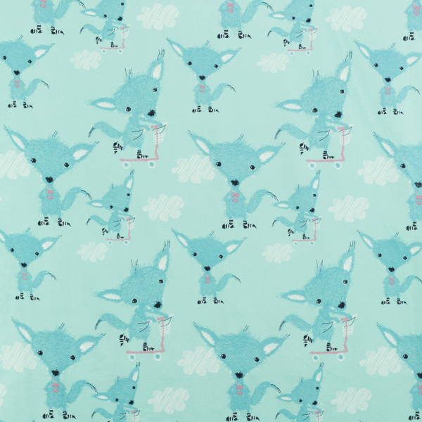 Ringeljersey Stoffonkel mint/weiß (10 cm)