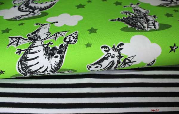 Jersey Kritzeldrache Digitaldruck (10 cm)