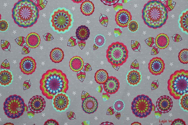 Stretch Jersey Blumenkreise (10 cm)