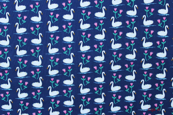 Designerbaumwolle Swan Lake SWANS A SWIMMING (10 cm)