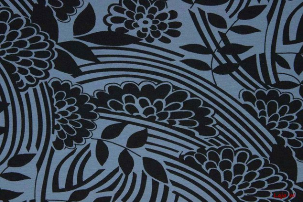 Stretch Jersey Malo Blumen blau (10 cm)
