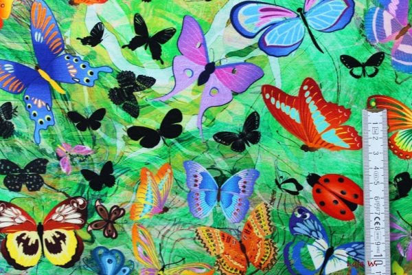 Digitaldruck Stretch- Jersey Schmetterlinge (10 cm)