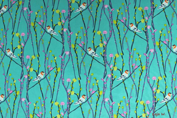 Designerbaumwollstoff Illusionist Vine Jay (10 cm)