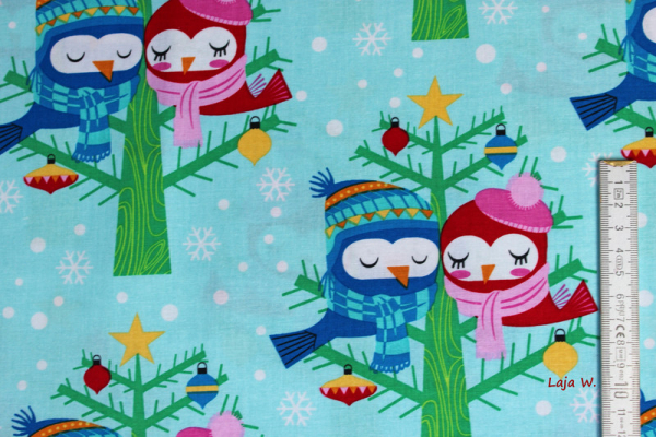 Designerbaumwolle Christmas Lovebirds auqa (10 cm)