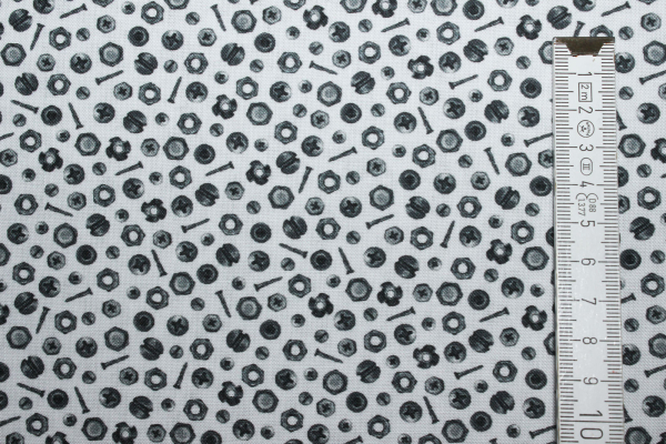 Designerbaumwollstoff On the Road Schraubenzubehör (10 cm)