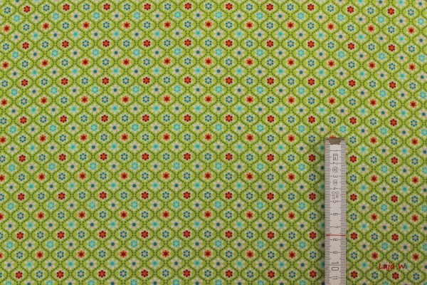 Baumwolle Julia Miniblumen Rauten grün (10 cm)