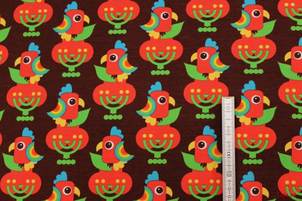 Stretch Jersey Parrots braun (10 cm)