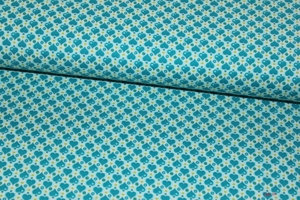 Baumwolle Julia Herzen petrol/grün  (10 cm)