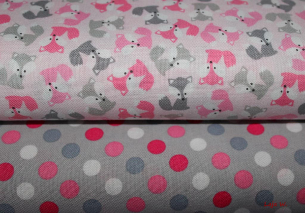 Designerstoff Mini Urban Zoologie rosa/grau (10 cm)