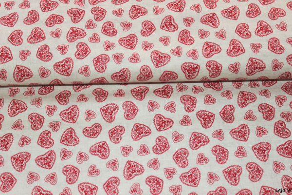 Baumwollstoff Scandi 4 Hearts (10 cm)