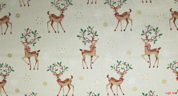 Baumwollstoff 1791 Traditional Metallic Reindeer (10 cm)