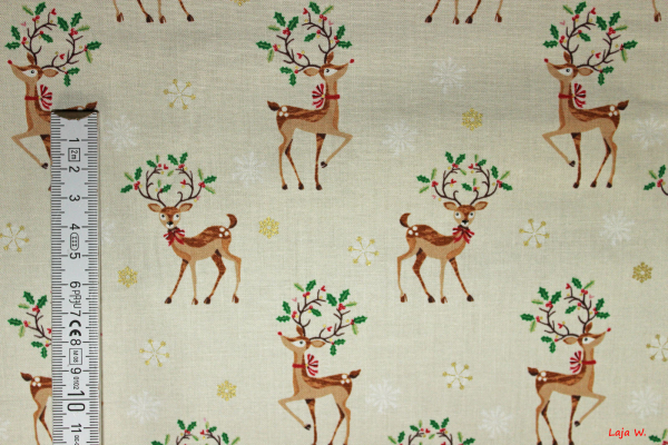 Baumwollstoff 1791 Traditional Metallic Reindeer (10 cm)