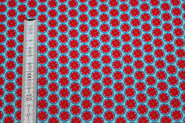 Baumwolle Glücksblümchen türkis (10 cm)