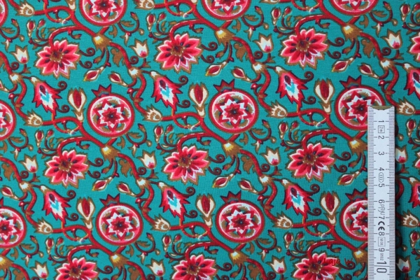Jersey Blumenranken petrol (10 cm)