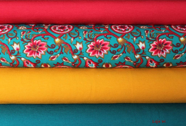 Jersey Blumenranken petrol (10 cm)