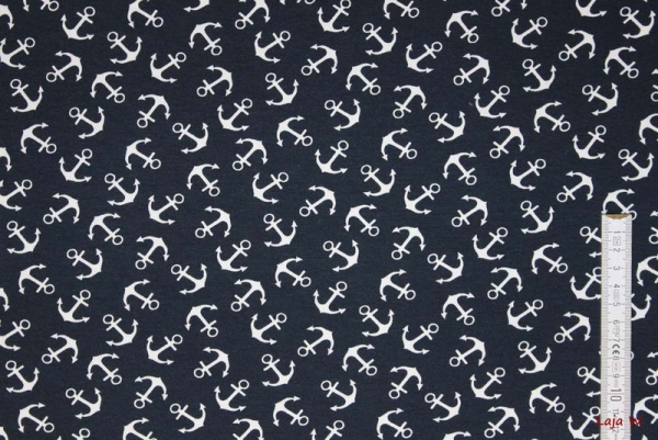 Stretch Jersey Ahoi! dunkelblau (10 cm)