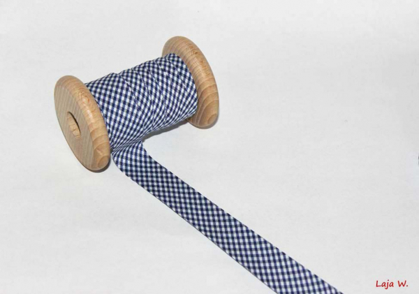 Schrägband Vichy blau (1 m)