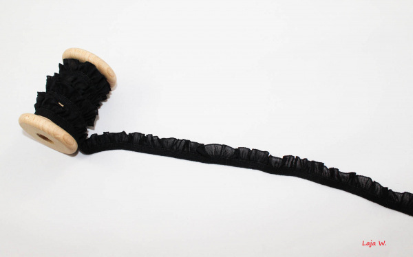 elastisches Rüschengummi schwarz (1 m)