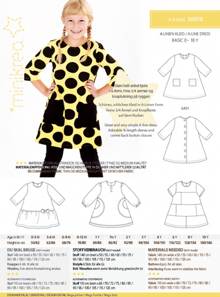 Schnittmuster A- Linien Kleid 50010