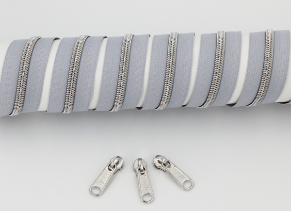 Endlosreißverschluss metallisiert silbergrau/ silber (1m)