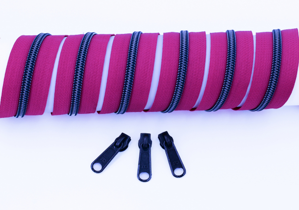 Endlosreißverschluss metallisiert fuchsia/ titan (1m)