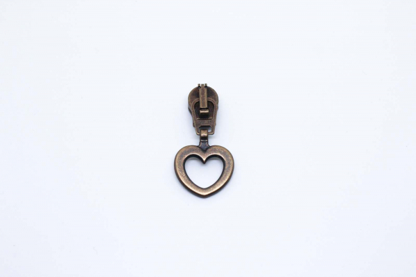 Automatik-Schieber mit Anhänger Herz messing-antik