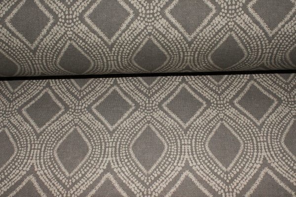 Dekostoff grafisches Muster Leinen Look grau (10 cm)