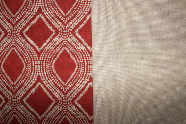 Dekostoff grafisches Muster Leinen Look rot (10 cm)