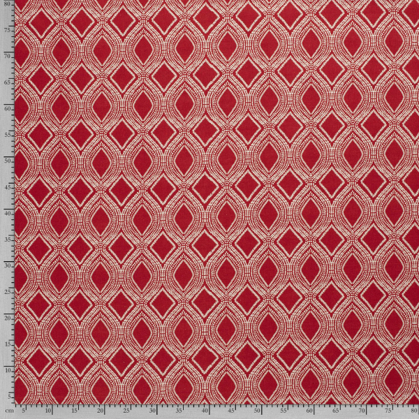 Dekostoff grafisches Muster Leinen Look rot (10 cm)