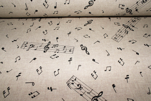 Dekostoff Noten Leinen Look (10 cm)