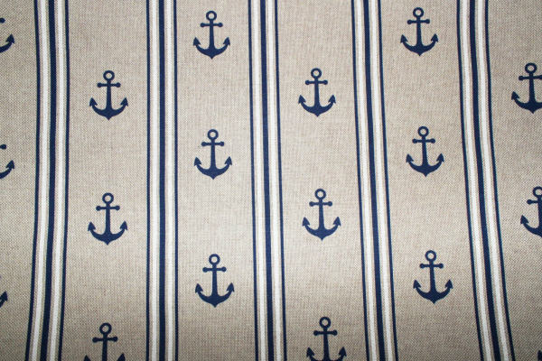 Dekostoff Anker und Streifen Leinen Look (10 cm)
