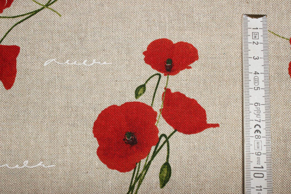 Dekostoff Mohn Leinen Look (10 cm)