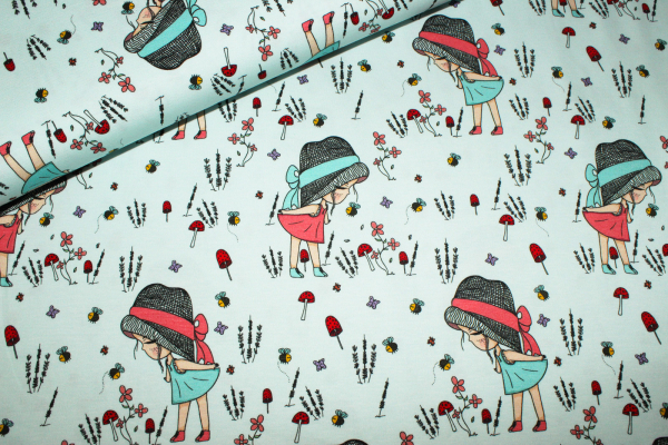 Jersey "Mädchen auf Wiese" pastellmint (10 cm)