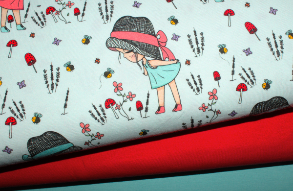 Jersey "Mädchen auf Wiese" pastellmint (10 cm)