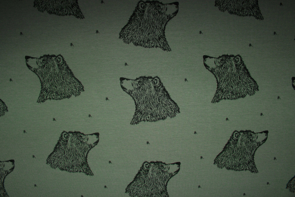 Stretch-Sweat "Curious Bear" olive (10 cm)