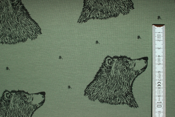 Stretch-Sweat "Curious Bear" olive (10 cm)